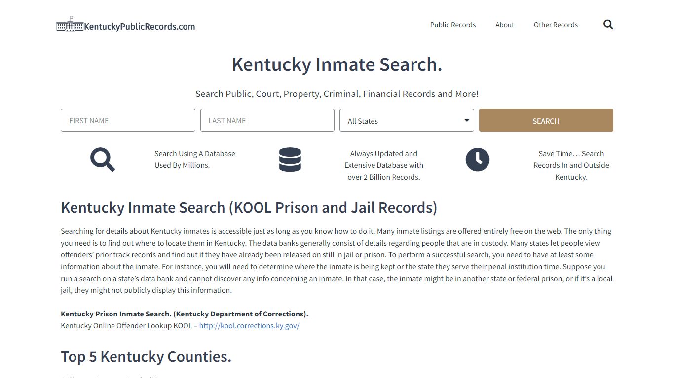 Kentucky Inmate Search: KentuckyPublicRecords.com